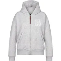 naketano Sweatjacke Oversize Damen mit Kapuze, melierte Sweatware, Reißverschluss, weich kuschelig, Kunstleder-Logo, casual, Streetwear, weich, Langarm