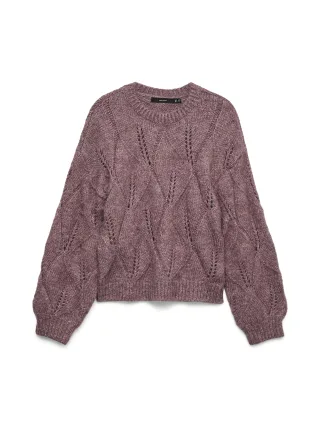 VERO MODA - VMZENIA LS O-NECK STITCH PULLOVER Rose Brown - Gr. - M