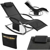 SoBuy Gartenliege OGS28, Relaxliege Schaukelliege Strandliege Outdoor, Sonnenliege mit Kopfkissen Liegestuhl Schaukelstuhl, Outdoor Camping