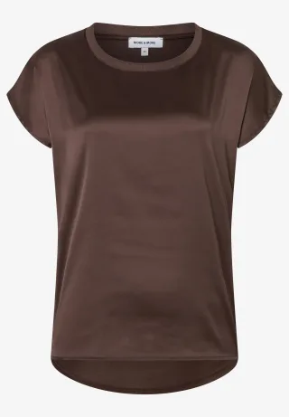 MORE & MORE - T-Shirt mit Satinfront braun - Gr. - 44
