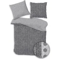 Träumschön Bettwäsche Biber 135x200 oder 155x220 cm, Wende-Design Punkte Streifen, Biber, 2 teilig, mit Reißverschluss, 100% Baumwolle, kuschelig warm im Winter