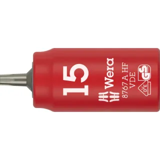 Wera 8767 A VDE HF TORX® Zyklop Bitnuss, isoliert, mit 1/4 zoll-Antrieb, mit Haltefunktion, TX 15 x 36 mm - 05005921001