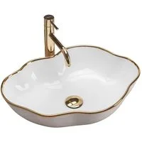 wohnwerk.idee Aufsatzwaschbecken Waschbecken Goldrand Gold Edge Schwarz Weiß Design