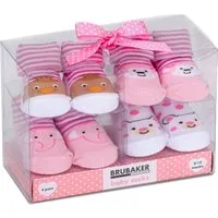 BRUBAKER Socken Babysocken für Mädchen 0-12 Monate (4-Paar, Baumwollsocken mit Tier Motiven) Baby Geschenkset für Neugeborene in Geschenkverpackung mit Schleife