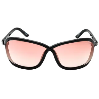 Tom Ford - Sonnenbrille in glänzendem Schwarz mit verspiegelten Samtgläsern