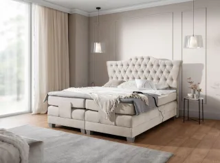 Boxspringbett Elektrisch Bett FAUSTO 120x200cm in Stoff Wind Beige