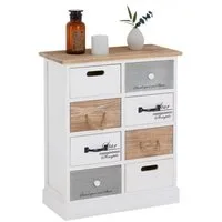 CARO-Möbel Kommode SALVA, Schubladenschrank, Flurkommode mit 8 Schubladen Holz Shabby Chic weiß
