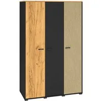 Lomadox Kleiderschrank CASPER-131 schwarz, Eiche, sandfarben, 2 Kleiderstangen, ca. 120/190/55cm