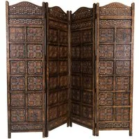 Marrakesch Orient & Mediterran Interior Paravent Orientalischer Paravent Kamala modern aus Holz in Dunkelbraun 200 cm (1 St), Handarbeit