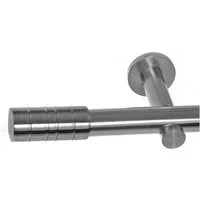 BASIT Gardinenstange Edelstahloptik 20mm mit Wandträgern 120 cm E34, Ø 20 mm, 1-läufig, verschraubt, Metall, H31 120 cm E34 Zylinder