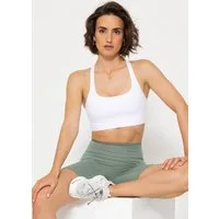 SASSYCLASSY Sport-BH Crop Sport BH mit schmalen Kreuzträgern am Rücken Top aus atmungsaktiven und schweißableitendem Material