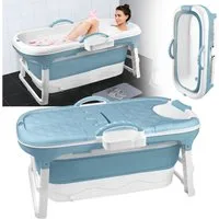 FIVMEN Badewanne Faltbare Badewanne XXL Ideal für Badezimmer, Dusche und Balkon, (Packung), Mit Abdeckung & Massagerollen, Seifenkorb, dicker Kunststoff tragbare