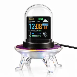 UFO Smart Clock WiFi Weather Time Display Crypto Stock Monitor RGB LED Desk Clock Multi Function