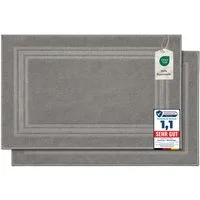 Komfortec Badematte Badvorleger aus 100% Baumwolle, 50x70 cm Duschvorleger, Waschbar Duschmatte, Frottee, Rechteckig, 600 g/m², 2er Set, Saugfähig & Schnelltrocknend