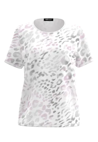FRANK WALDER - T-Shirt NOS mit Animal-Print pink lavender/ecru/kiesel - Gr. - 46