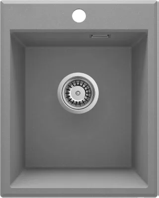 Neuesbad 1-Becken Granitspüle 400x500x210, Grau Metallic, mit SPACE SAVER LUX NB1DEZQES1041