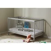 Kids Collective Kinderbett Babybett Gitterbett 60x120 und 70x140 cm herausnehmbare Sprossen (mit Lattenrost und herausnehmbaren Sprossen ab Geburt bis zum 3. LJ), 70x140 cm in grau