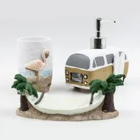 KVOTA Badaccessoire-Set 3-tlg. Badezimmer-Accessoires-Set "Malibu“ Seifenspender, Becher., Keramik, Handbemahlen