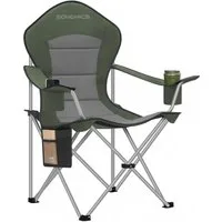 SONGMICS Campingstuhl klappbar, mit breitem Sitz, Faltbarer Outdoor-Stuhl, hohe Rückenlehne, Getränkehalter, 1er/2er Set