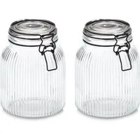 Zeller Present Vorratsglas mit Bügelverschluss, 2-tlg., Glas, Metall, (Set, 2-tlg), luftdicht, schützt vor Feuchtigkeit, 1400 ml