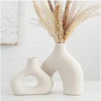TUWENA Dekovase 2 Stück Keramik-Dekovase, Vase im Boho-Stil