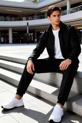Herren Fleece Sweatshirt- und Hosen-Set