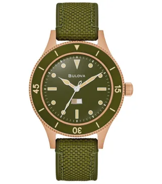 Bulova Archive Series Mil Ships 150th Anniversary Edition Grün Herren Armbanduhr 98A324