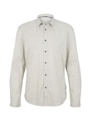 Denim Tom Tailor - Slim Fit Hemd mit Printmuster creme scratched check print - Gr. - S