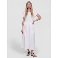 PEKIVESSA Sommerkleid Lässiges Midikleid im angesagten Lagen-Look aus Baumwolle-Leinen-Webstoff