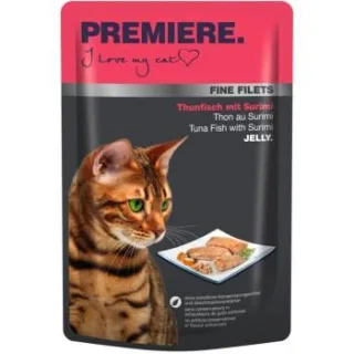 PREMIERE Fine Filets Nassfutter Katze Adult Jelly Thunfisch mit Surimi 96x100 g