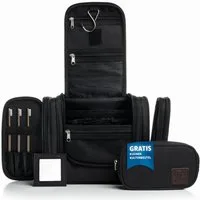 Obics Kulturbeutel XXL 8 Liter (Set, 2 Teilig), zum Aufhängen - Kosmetiktasche für Damen & Herren 10 Fächer