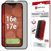 Displex Displayschutzglas Privacy Glass Screen Protector mit EASY-ON MountMaster für Apple iPhone 16e, Apple iPhone 17e, Displayschutzfolie, Schutzfolie, Bildschirmschutz, kratz- & stoßfest