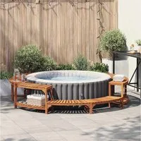 vidaXL Poolleiter, Whirlpool-Umrandung Braun Ø275 x 55,5 cm Massivholz Akazie