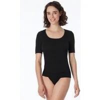 Schiesser Kurzarmshirt Luxury Rundhals-Ausschnitt, 1/2-Arm, Baumwolle, ohne störende Seitennähte