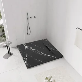 Neuesbad Duschwanne Bazalt CARRARA BLACK 90x90 NB1RE103671