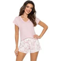 Donna Shorty Rosalia (Set, 2 tlg., 2-teilig) Damen Pyjama 2-teilig Shorty Schlafanzug V-Ausschnitt Baumwolle