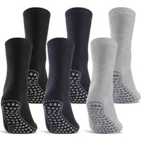 sockenkauf24 ABS-Socken 3 oder 6 Paar "Premium" Anti Rutsch Socken Damen Herren (Schwarz, Blau, Grau, 6-Paar, 35-38) ABS Socken Noppen Stoppersocken - 8600 WP