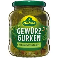 Kühne Gemüsekonserve, Kühne Gewürzgurken Auslese knackig mit feinen würzigen Gewürzen 185g