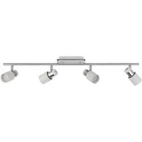 EGLO Deckenleuchte Davida Deckenlampe, Deckenspot aus Metall, Wohnzimmerlampe, GU10, LED fest integriert, Spot - L78 x B7 cm - chrom, weiß - 4X4,6W inkl.