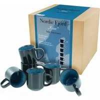 CreaTable Becher Nordic Fjord, 6-tlg., Steinzeug, Kaffeebecher, Tassen Set, 6-teilig, 285 ml