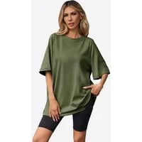 Imily Bela T-Shirt Damen Lockeres Raglanärmel mit Seitenschlitzen und Rundhalsausschnitt (Packung, 1-tlg., 1per-Pack) Halbarm in Unifarbe