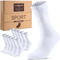 sockenkauf24 Tennissocken Sportsocken Damen & Herren Atmungsaktive Premium Crew Socken (5 Paar) verstärkte Ferse & Fußspitze, gepolsterte Sohle, Baumwolle