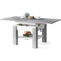 designimpex Couchtisch Design Cleo stufenlos höhenverstellbar aufklappbar Esstisch