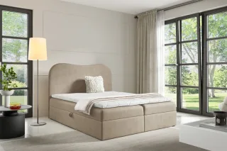 Boxspringbett Schlafzimmerbett DARLIN 140x200cm Stoff Gerra Cappuccino