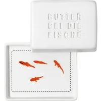 räder design stories Butterdose Butterdose Butter bei die Fische weiß 14,5cm, Porzellan