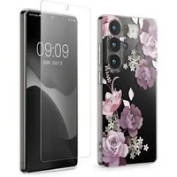 kwmobile Smartphone-Hülle Hülle für Samsung Galaxy S26 Ultra Handyhülle - Silikon, Case mit Schutzfolie Blumenblüten und Rosen Design