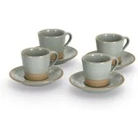 Zeller Present Espressotasse, 8-tlg., Steingut, 60 ml, 8-teilig (4 Tassen/4 Untertassen)