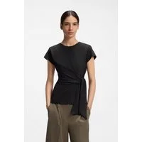 BOSS ORANGE Kurzarmshirt Erlan Premium Damenmode mit Knoten-Detail, figurbetont