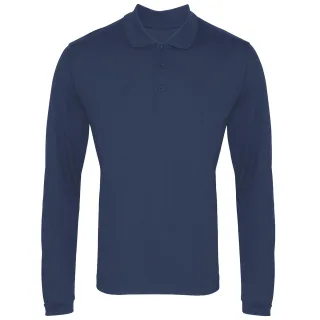 Premier Mens Langarm Coolchecker Pique Polo Shirt (Marine)