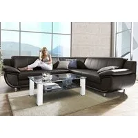 TRENDMANUFAKTUR Ecksofa Rondo wahlweise mit Schlaffunktion, bequeme Armlehnen, L-Form, wahlw.mit Federkern, Füße chromfarben, Unser Dauertiefpreis